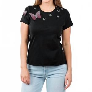NEW SUZY T samy butterflies top in black
